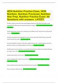HESI Nutrition Practice Exam, HESI Nutrition, Nutrition Proctored, Nutrition Hesi Prep, Nutrition Practice Exam. All Questions with answers. LATEST