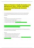 Maternal Newborn Health Promotion and Maintenance Quiz&period; LATEST 2022&sol;2023&period; Questions with Rationale Answers&period; Graded A&plus;