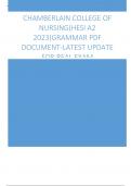 CHAMBERLAIN COLLEGE OF  NURSING(HESI A2  2023)GRAMMAR PDF  DOCUMENT-LATEST UPDATE  FOR REAL EXAM