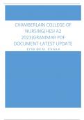 CHAMBERLAIN COLLEGE OF  NURSING&lpar;HESI A2  2023&rpar;GRAMMAR PDF  DOCUMENT-LATEST UPDATE  FOR REAL EXAM