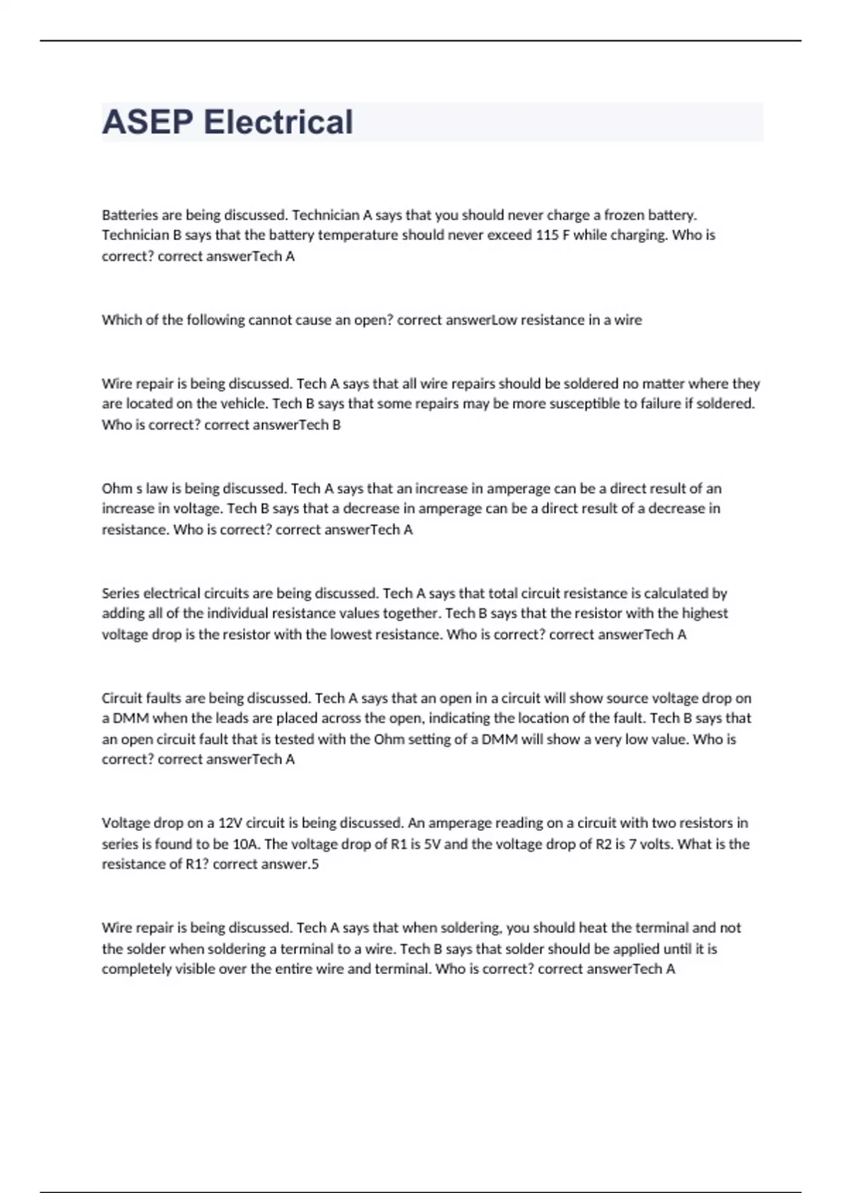 ASEP Electrical exam 2023 with 100 correct answers ASEP Electrical