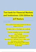 Test bank for Financial Markets & Institutions&comma; 12th Edition by Jeff Madura &vert; Complete &vert; 100 &percnt; Verified