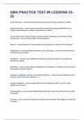 QMA PRACTICE TEST &num;9 LESSONS 25-28&vert;2023 LATEST UPDATE&vert;GUARANTEED SUCCESS
