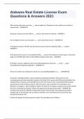 Alabama Real Estate License Exam Questions & Answers 2023
