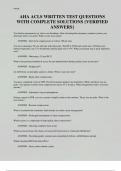 AHA ACLS WRITTEN TEST QUESTIONS WITH COMPLETE SOLUTIONS &lbrace;VERIFIED ANSWERS&rcub;