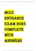 MCCC Entrance Exam 2023 COMPLETE with Answers 