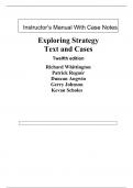 Exploring Strategy, Text and Cases, 12e Gerry Johnson, Richard Whittington (Instuctor Manual with Case Notes)