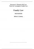 Family Law, 6e William P. Statsky (Instructor Manual with Case Notes)