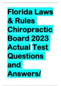 Florida Laws & Rules Chiropractic Board 2023 Actual Test Questions and Answers/