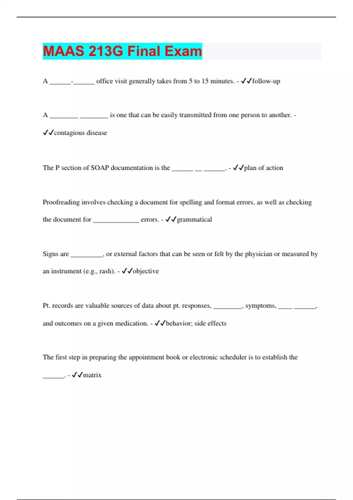 MAAS 213G Final Exam | Questions with 100% Correct Answers | Updated ...