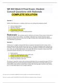 NR 503 Week 8 Final Exam; Student Consult Questions with Rationale
