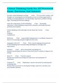 Critical Thinking Cards For ATI Proctored Exam&colon; Questions And Answers