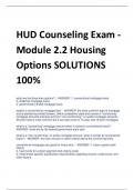 HUD Counseling Exam - Module 2&period;2 Housing  Options SOLUTIONS  100&percnt;
