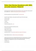 Patho Hesi Review Questions with 100% accurate answers. Rated A+ Document Content and Description Below