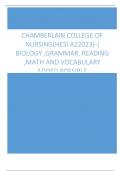 CHAMBERLAIN COLLEGE OF  NURSING(HESI A22023)-{  BIOLOGY ,GRAMMAR, READING  ,MATH AND VOCABULARY ADDED POSSIBLE 