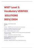 WSET Level 3:  Vocabulary VERIFIED SOLUTIONS  2023//2024