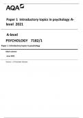 AQA A-level PSYCHOLOGY 7182&sol;1 Paper 1 Introductory topics in Psychology Mark scheme June 2022 