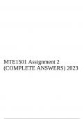 MTE1501 Assignment 2 (COMPLETE ANSWERS) 2023