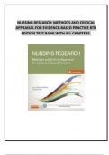 NURSING RESEARCH METHODS AND CRITICAL APPRAISAL FOR EVIDENCE-BASED PRACTICE 8TH EDITION TEST BANK WITH ALL CHAPTERS.