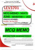 LEV3701 MCQ MEMO - MAY/JUNE 2023 - SEMESTER 1 - UNISA - (DISTINCTION GUARANTEED!)