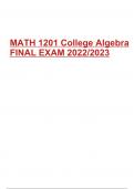 MATH 1201 College Algebra FINAL EXAM 2022/2023