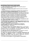 psychology Final Exam study Guide