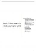 PSY2013F Social and Developmental Psychology:  Developmental Psychology Notes