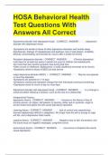 HOSA Behavioral Health Test Questions With Answers All Correct