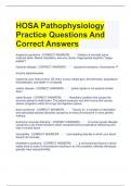 HOSA Pathophysiology Practice Questions And Correct Answers