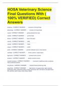 HOSA Veterinary Science Final Questions With ( 100% VERIFIED) Correct Answers