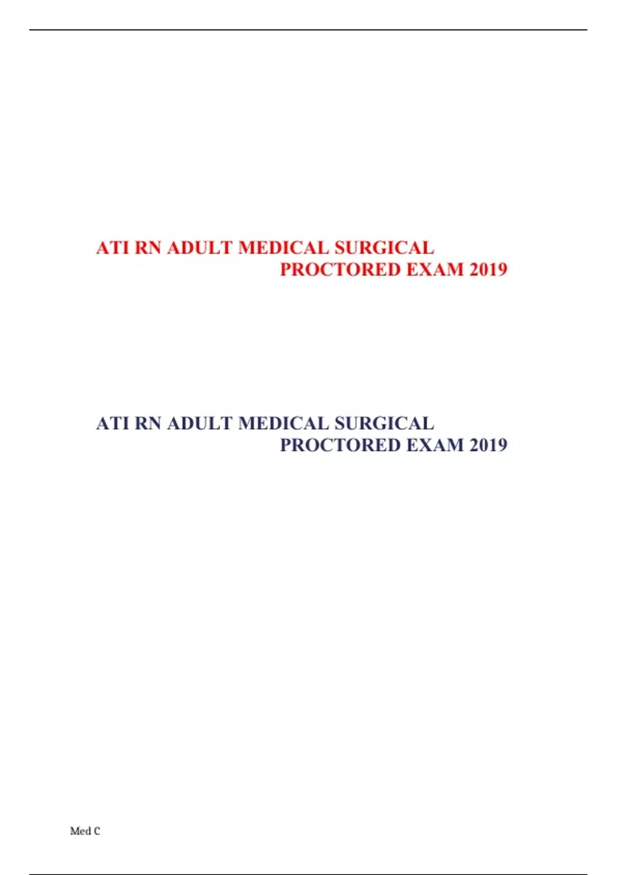 ATI RN ADULT MEDICAL SURGICAL PROCTORED EXAM 2019 - ATI RN - Stuvia US