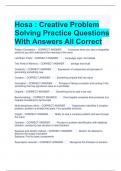 Hosa : Creative Problem Solving Practice Questions With Answers All Correct