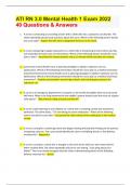 ATI RN 3&period;0 Mental Health 1 Exam 2022 40 Questions & concise Answers&period;