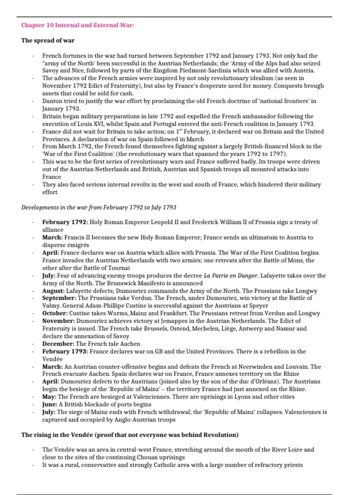 ALevel AQA History French Revolution Chapter 10 summary Depth Study