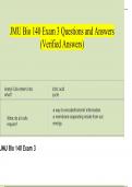 JMU Bio 140 Exam 3 Questions and Answers 2023 | 100% Verified Answers