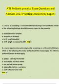 ATI Pediatrics practice Exam Questions and Answers 2023 (Verified Answers by Expert)