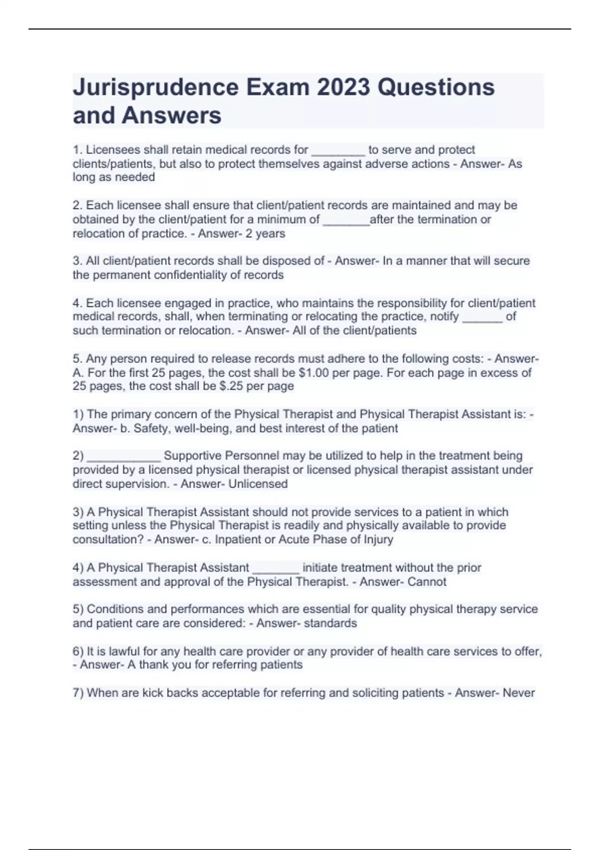 Jurisprudence Exam 2023 Questions and Answers Jurisprudence Stuvia US