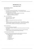 Physiology 214 lecture notes - weeks 1&comma;2 and 3 