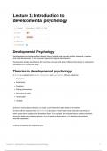 Developmental Psychology Lecture Summary, First year (UvA)