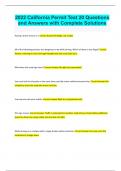2022 California Permit Test 20 Questions and Answers with Complete Solutions