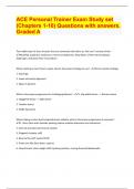 ACE Personal Trainer Exam Study set  &lpar;Chapters 1-10&rpar; Questions with answers&period;  Graded A