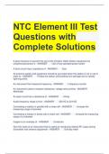 NTC Element III Test Questions with Complete Solutions 