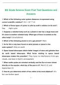 8th Grade Science Exam Post Test Questions and Answers 2022