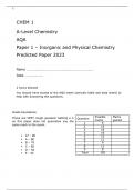 AQA A-Level Chemistry  Paper 1 FINAL QUESTION PAPER AND MARK SCHEME  – Inorganic and Physical Chemistry Predicted Paper 2023