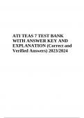ATI TEAS 7 TEST BANK WITH ANSWER KEY AND EXPLANATION (Correct and Verified Answers) 2023/2024