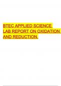 BTEC APPLIED SCIENCE LAB REPORT ON OXIDATION AND REDUCTION.