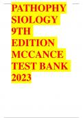 PATHOPHYSIOLOGY 9TH EDITION MCCANCE TEST BANK 2023