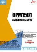 OPM1501 ASSIGNMENT 3 2023 