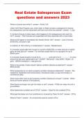 Real Estate Salesperson Exam  questions and answers 2023