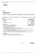 AQA AS GEOGRAPHY Paper 2	Human geography and geography fieldwork investigation  BEST RATING  May 2023	Morning	